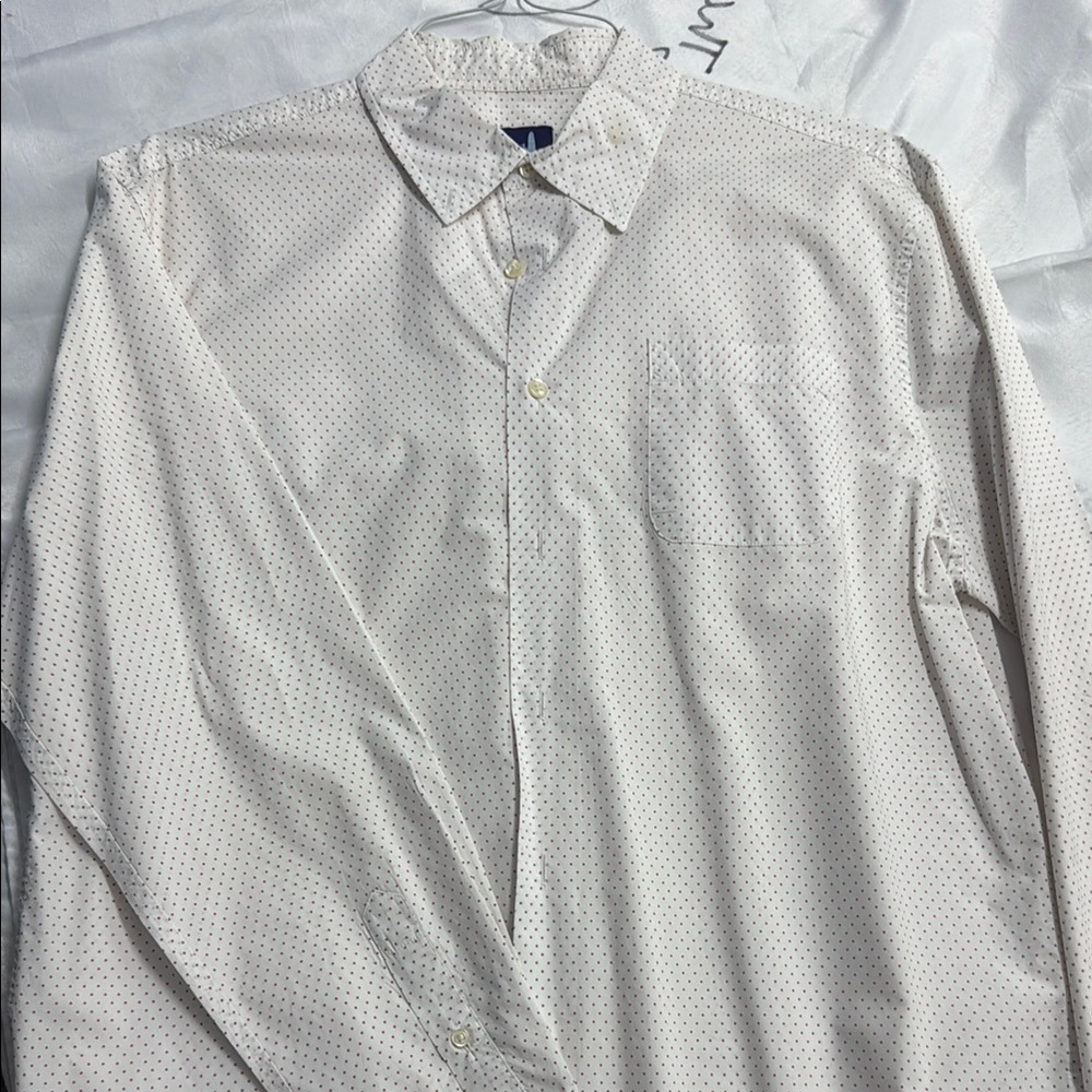 Men's Johnnie-O White and Red Polka Dot Shirt